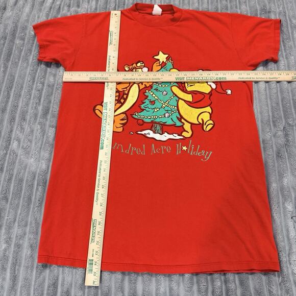 Vintage Disney Winnie the Pooh Tigger Christmas T-Shirt Red 90s Holiday OSFM - Picture 7 of 9
